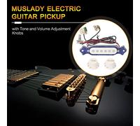 Mtlavishness Electric Guitar Pickup Set Ready To Install With 6 35mm Jack Volume Tone Adjustment Knobs For Acoustic And Electric Guitars (White and Blue)