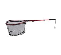 Mtlavishness Floating Fishing Net with Smooth Silicone Mesh Extendable Aluminum Alloy Handle Foldable Design for Easy Transportation and Storage Portable Fish Landing Net Suitable (Red)