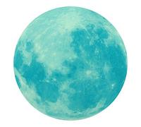Mtlavishness Glowing Moon Wall Sticker Cyan Green Lumino Decor for Kids Bedroom Childrens Room Home Decoration 30cm Round PVC Easy to Apply and (Cyan-Green Light)