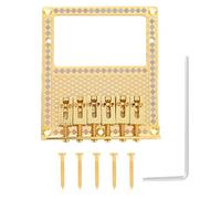 Mtlavishness Gold Metal Roller Saddle Bridge Humbucker Pickup Mount for ST Guitar Replacement Parts with Fully Adjustable Saddles Smooth Rollers Locking Posts Studs Side Empty (Gold)