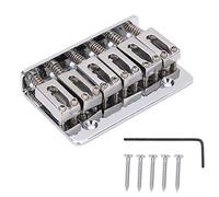 Mtlavishness Guitar Bridge 6 String Hardtail Top Loading Zinc Alloy Adjustable Electric Guitar Replacement Parts Black Compatible With M00878 (Silver M00877)