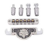 Mtlavishness Guitar Roller Saddle Bridge Lion Pattern Metal Electric Guitar Bridge Tailpiece Innovative And Stylish Design With Roller Saddles For Reduced Friction And Wear (Silver)