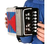 Mtlavishness Kids Children 7 Key 2 Bass Mini Small Accordion Educational Musical Instrument Ideal For Rhythm Bands And Music Learning Sessions Made Of ABS Material In Black Red