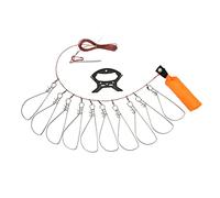 Mtlavishness Live Fish Lock with Foam Float Stick Steel Wire Fishing Lock Buckle Fish Stringer Kit, 10 Buckles Stainless Steel Wire Rope with PVC Wrap for Big Fish Survival, Keep (10 Buckles)