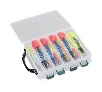 Mtlavishness Luminous Squid Hook Lure 10Pcs Plastic Shrimp Shaped Squid Jig Hooks with Storage Box Premium Stainless Steel Fishing Lures 3 Sizes Fluorescent Lifelike Bait for