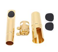 Mtlavishness Metal Bariton Saxophone Mouthpiece Brass Sturdy Durable Smooth Surface With Pads For Saxophone Playing Gold Color Approx 10.5cm Long And 1.9cm Mounting Opening (6C)