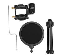 Mtlavishness Microphone Anti Spray Mesh Double Layer Ideal for Studio Recording Broadcasting and Podcasting Made of Black ABS with Adjustable Filter and Tripod Holder