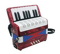 Mtlavishness Mini 17 Key 8 Bass Accordion Educational Musical Instrument Toy Ideal for Kids Beginners as a With Exquisite Sound Adjustable Strap And Instruction Booklet (Red)
