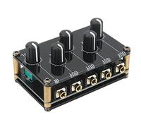 Mtlavishness Mini Stereo Audio Mixer Stable Performance High Sensitivity Small Size For Tape Players CD Players Computers Mobile Phones And Tablets Acrylic Metal Black