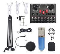 Mtlavishness Multi functional Live Sound Card BM800 Microphone Set With High Sensitivity To Capture Subtle Nuances And Create Audio Suitable For Recording Broadcast Stations Stage (Blue & Silver)