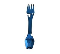 Mtlavishness Multifunctional Stainless Steel Every Day Carry Fork Spoon Bottle Opener Blade Wrench for Outdoor Blue, 304 Stainless Steel, Approx.50g 1.8oz, Multifunctional Spoon