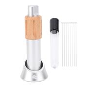 Mtlavishness Needle Type Coffee Distributor Retractable Needle Coffee Powder Stirring Tool with 8 Replaceable Needles Enhanced Security & Easy Operation for Precise Coffee Ground (Silver)