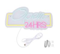 Mtlavishness Open 24 Hours Neon Sign, Adjustable Brightness USB Powered LED Neon Open Sign with Hanging Chain, Soft Eye Friendly Lighting for 24 Hour Convenience Stores, Bars,