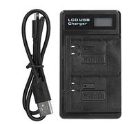 Mtlavishness Portable Camera Battery Charger Charge Two Batteries Simultaneously With LCD Display Convenient For Outdoor Photography Plastic Material Black Color 5V 2A 10W Input 4