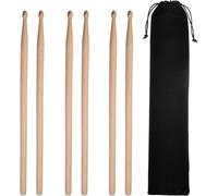Mtlavishness Premium 5A Maple Drum Sticks Set With Portable Carry Bag Ideal For Drumming Enthusiasts At Home Or On Stage Comes With 3 Pairs Of Solid Durable Drum Sticks In Grain
