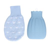 Mtlavishness Premium Silicone Explosion Proof Hot Bottle with Knitted Cover 550ml Red for Cold Weather and Warmth (blue)