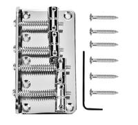 Mtlavishness Professional Metal Four String Bass Bridge For 4 String Electric Bass Guitar Golden Sturdy And Firm Made Of Premium Material Easy To Assemble With Screws And Hex (Silver)