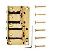 Mtlavishness Professional Metal Four String Bass Bridge For 4 String Electric Bass Guitar Golden Sturdy And Firm Made Of Premium Material Easy To Assemble With Screws And Hex (Gold)