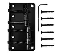 Mtlavishness Professional Metal Four String Bass Bridge For 4 String Electric Bass Guitar Golden Sturdy And Firm Made Of Premium Material Easy To Assemble With Screws And Hex (Black)