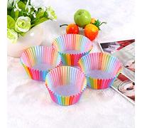 Mtlavishness Rainbow Color Cupcake Liners 100 Pcs Food Grade Paper Baking Cups Muffin Cases for Birthday Party Baking Supplies Grease Resistant and High Temperature Resistant Cake