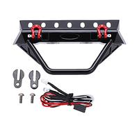 Mtlavishness RC Stinger Front Bumper with LED Light for Axial Scx10 II III Generation 1 10 RC Car Sturdy Iron Construction CNC Precision Enhanced Protection Night Driving (trapezoid)