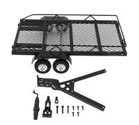 Mtlavishness RC Trailer 1/18 Scale Metal Hitch Mount Double Axle with 4 Tires Upgrade Parts Accessories for Enhanced Off Road Simulation and Stable Towing Experience on Rough