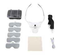 Mtlavishness Rechargeable Headband Magnifier Hands Free Head Magnifying Glasses with 4 LED Lights 5 Detachable Lenses for Close Work
