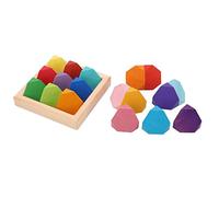 Mtlavishness Rock Blocks Stacking Stone Balancing Blocks Color Wooden Stacking Rock Educational Puzzle Toys For Toddlers Kids Children With 18 To Stimulate Visual