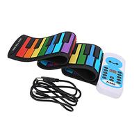 Mtlavishness Soft Keyboard Piano 49-Key Roll Up Rainbow Portable Piano Silicone Toy for Beginners Kids