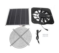 Mtlavishness Solar Panel Fan Kit 100W Solar Powered Exhaust Fan 10 Inch Round High Airflow for Greenhouse Shed Chicken Coop Black (Black)