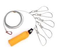 Mtlavishness Stainless Steel Fish Stringer Fishing Lock Cable Accessory with 5 Locking Movable Buckles - Anti- Swivels and Orange Floating Ball Keep Fish Alive and Fresh for