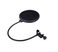 Mtlavishness Title: Studio Microphone Pop Filter Dual Layer Adjustable Shaft Flexible Ideal for Recording Speaking Singing 6in Diameter Metal And Plastic Material Black Color