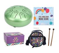 Mtlavishness Tongue Drum Premium 5 5 Inches 8 Notes Chakra Tank Animal Pattern Percussion Instrument For Kids And Adults With Beautiful Green Color And Drum Bag For Flexible
