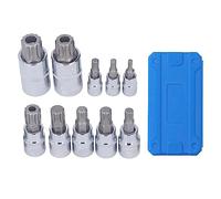 Mtlavishness Triple Square Spline Bit Socket Set - 10 Stücke CRV Stahl Spline Tip Bit Socket M4-M18 mit 1/4", 3/8" und 1/2" Antrieb, Polierter Oberfläche und Aufbewahrungsbox für