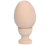 Mtlavishness Unpainted Wood Easter Eggs with Egg Cup Holder Natural Wooden Fake Eggs for DIY Craft Decorations Ellipse Shape Perfect for Easter Holiday Projects Kids’ Art (Realistic Wood Color)