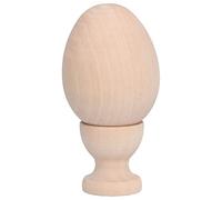 Mtlavishness Unpainted Wood Easter Eggs with Egg Cup Holder Natural Wooden Fake Eggs for DIY Craft Decorations Ellipse Shape Perfect for Easter Holiday Projects Kids’ Art (Ordinary Eggs)