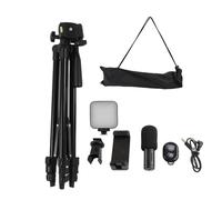 Mtlavishness Video Recording Equipment Smartphone Vlogging Kit 360 Degree Rotating with Tripod Mic LED Fill Light for Video Interview Live Broadcast Aluminum ABS Material Approx