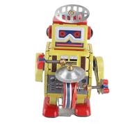 Mtlavishness Wind Up Robot Toy Hand Made Exquisite Retro Vintage Iron Clockwork Toy Interesting Staggering Movement with Swinging Hands and Drumming Action Perfect for Cafe Bar