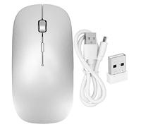 Mtlavishness Wireless Gaming Mouse 2.4GHz Connection Mute Click High Sensitivity Optical Tracking Ideal for Computers Laptops and Android Devices with BT 5.0 Dual Mode Switching (Silver smooth)
