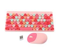 Mtlavishness Wireless Keyboard Mouse Combo Colorful Appearance With Multimedia Buttons Light Quiet Design Ideal for PC Use 86 Keys 2.4G Connectivity Pink Mixed Color (Pink Theme)