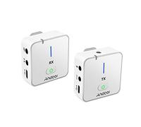 Mtlavishness Wireless Recording Microphone System with Transmitter Receiver Clip on Lavalier Mic Stable 2.4G Signal Transmission 50m Effective Range Built in Rechargeable Battery (White)