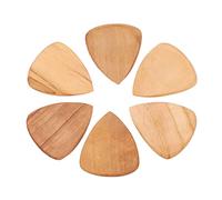 Mtlavishness Wood Guitar Picks Comfortable Thumbprint And Slotted Design For Guitar And Ukulele Playing 6 Pieces Black Walnut Wood Color (Olive wood pick)