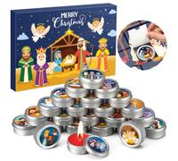 MTLEE 24 Pcs Christmas Nativity Advent Calendar 2026 24 Days Christmas Religious Countdown Scented Candles Gifts with Religious Box Farmhouse Advent Candles for Holiday Decor Christian Gift