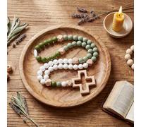 MTLEE Baby Silicone Rosary Baptism Gift God Bless Kids First Rosary with Cross 1st Year Baptism Party Supply for Baby Shower Catholic First Communion Gifts Christian Communion Party Decoration(Green)