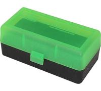 MTM 50 Round Flip-Top Rifle Ammo Box WSSM, 500 S&W (Clear Green/Black), 2.46-Inch