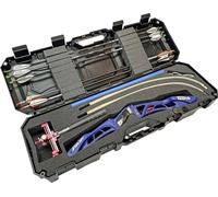 MTM BC34TD Hard Case for Takedown Curved Bow - Lockable Storage - Airline Approved - Holds 16 Arrows - for Target or Hunting Bow - Made in, Black, Hard