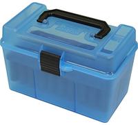 MTM Casegard Deluxe 50 Round Ammo Box H50 Large (Clear Blue)