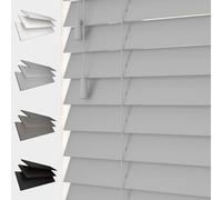 MTM Faux Wood Venetian Blind [String, Light Grey 120cm Width x 160cm Drop]