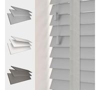 MTM Faux Wood Venetian Blind [Tapes, Light Grey 135cm Width x 120cm Drop]