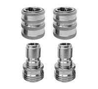 MTM Hydro Stainless Steel Garden Hose Quick Connection Kit 3/4" Solid Stainless Steel Fittings - Ideal for Pressure Washers and Home Use (SS GH Plug and Coupling Pack, 2 x 2)